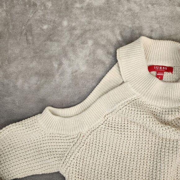 Guess Women's Ivory Cream Cold Shoulder Pullover Sweater Size Small Stylish - Picture 5 of 11